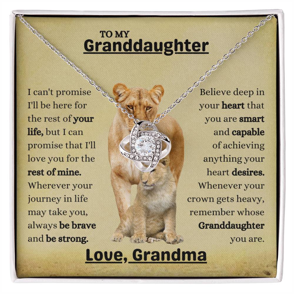 To My Granddaughter Necklace – Christmas Birthday Gift for Granddaughter from Grandma – Love Knot Necklace