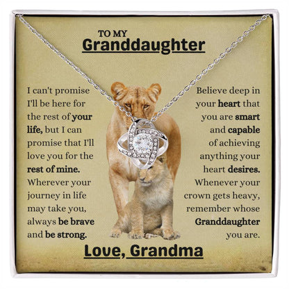 To My Granddaughter Necklace – Christmas Birthday Gift for Granddaughter from Grandma – Love Knot Necklace