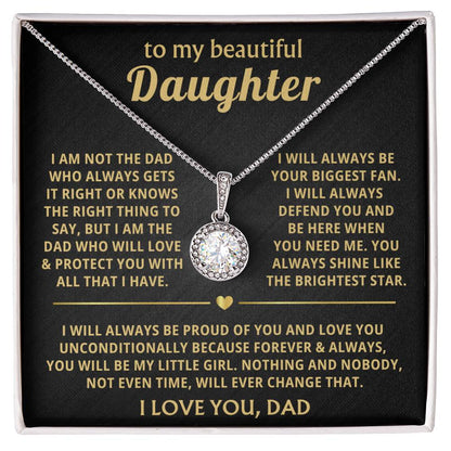 To My Daughter Necklace - Proud Dad to Daughter Jewelry for Birthday, Graduation & Special Celebrations - Eternal Hope Necklace