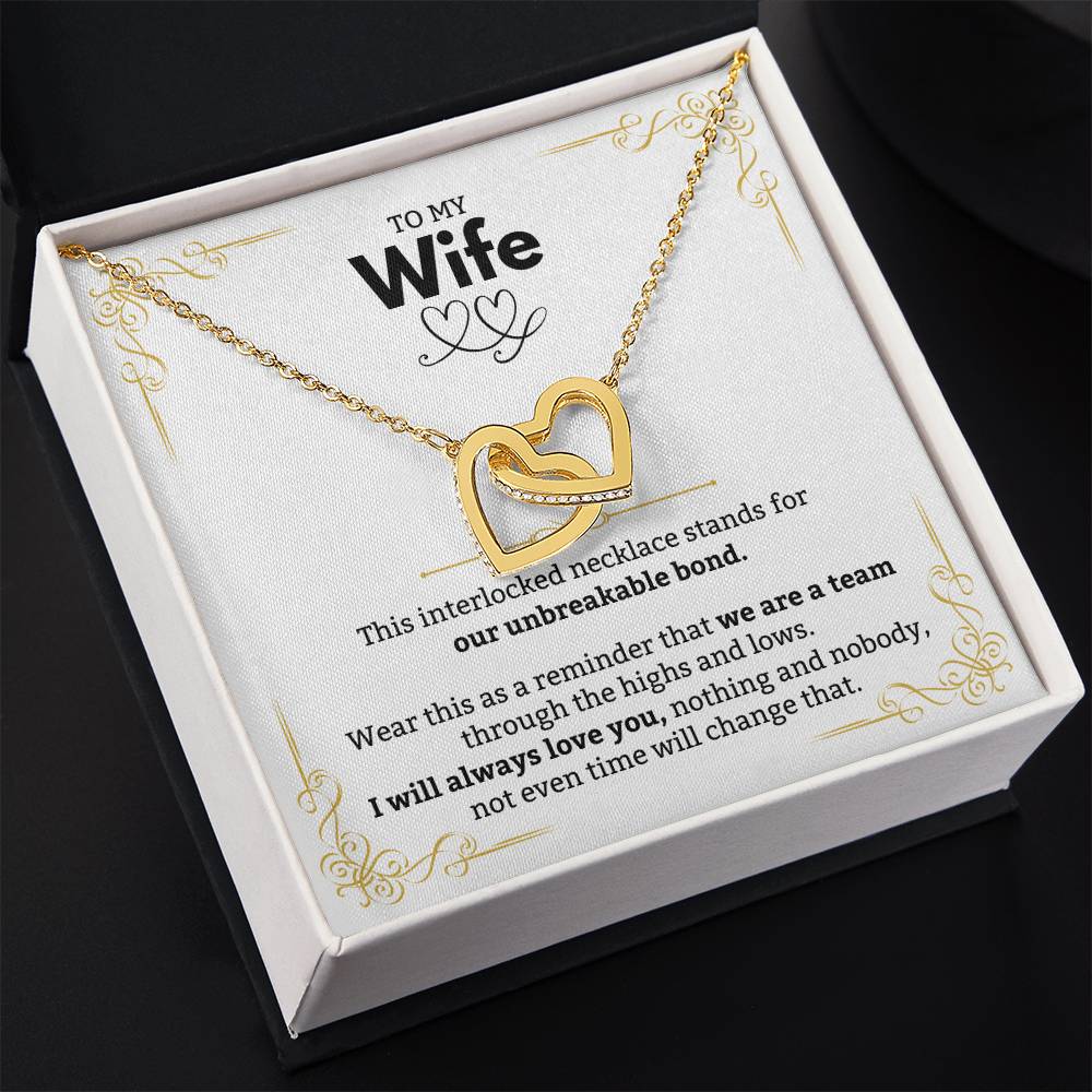 To My Wife Necklace - Anniversary Gift for Her - Birthday Christmas Gifts for Wife - Gifts for Soulmate - Gifts for Her - Interlocking Hearts Necklace