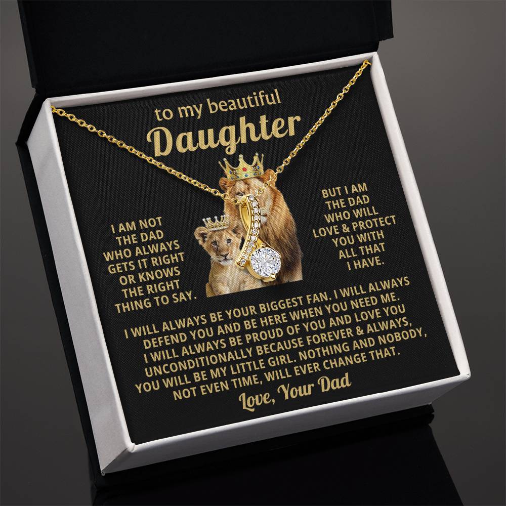 To My Daughter Necklace - Beautiful Daughter Jewelry for Birthday & Proud Dad Moments - Alluring Beauty Necklace
