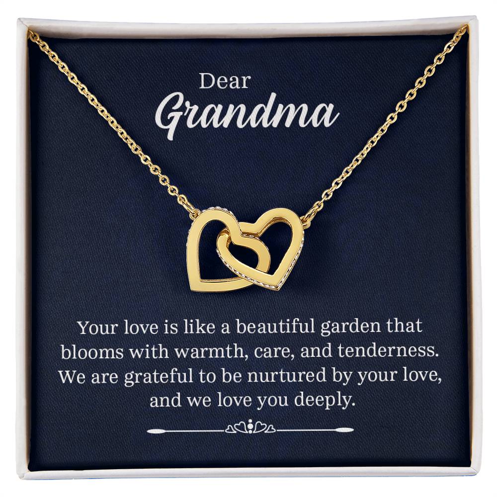 Dear Grandma - Your love is like a beautiful garden - Grandma Gift - Interlocking Hearts Necklace