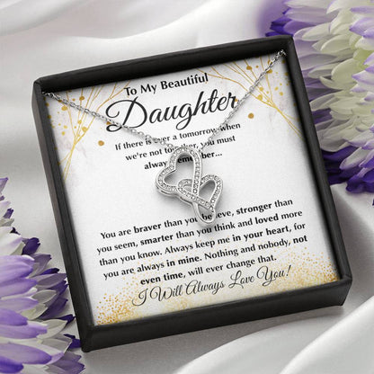 To My Daughter Necklace – Daughter Graduation & Birthday Present – Heart-to-heart Pendant Necklace