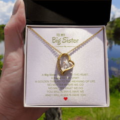 Sentimental Sister Necklace, Heart Pendant Jewelry, Big Sis & Lil Sis Keepsake, Thoughtful Gift For Sisters, Forever Bond Jewelry
