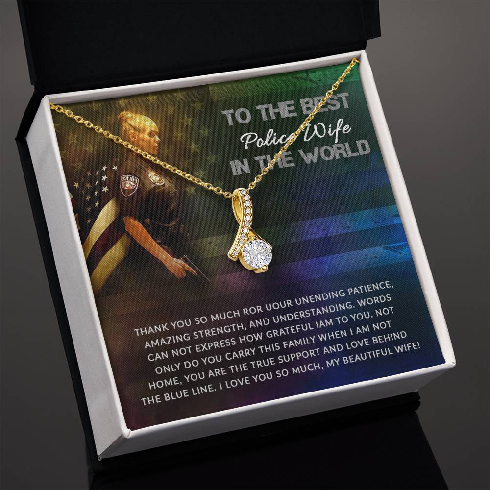 To My Police Wife Necklace - Husband to Wife Jewelry for Romantic Valentine’s Day, Birthday & Anniversary Gifts - Alluring Beauty Necklace