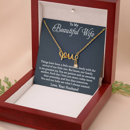 To My Beautiful Wife Necklace - Love Gift from Husband for Any Occasion - Scripted Love Necklace
