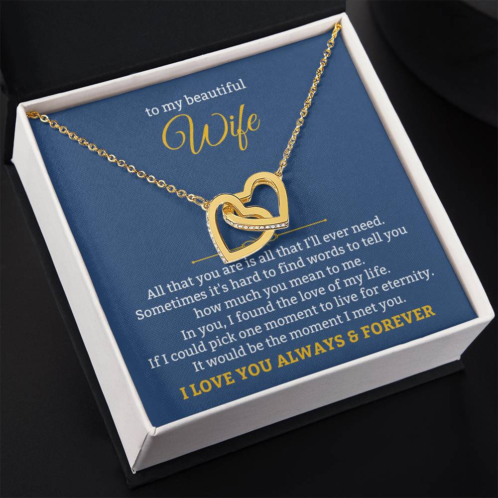 To My Wife Necklace - Romantic Jewelry for Valentine’s Day & Anniversaries - Interlocking Hearts Necklace
