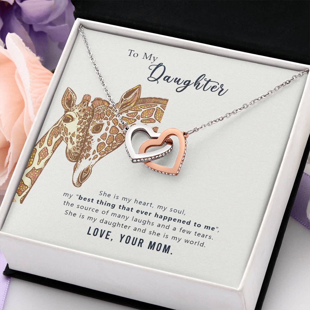To My Daughter Necklace - Sentimental Jewelry Gift from Mom for Graduation & Life Achievements - Interlocking Hearts Necklace