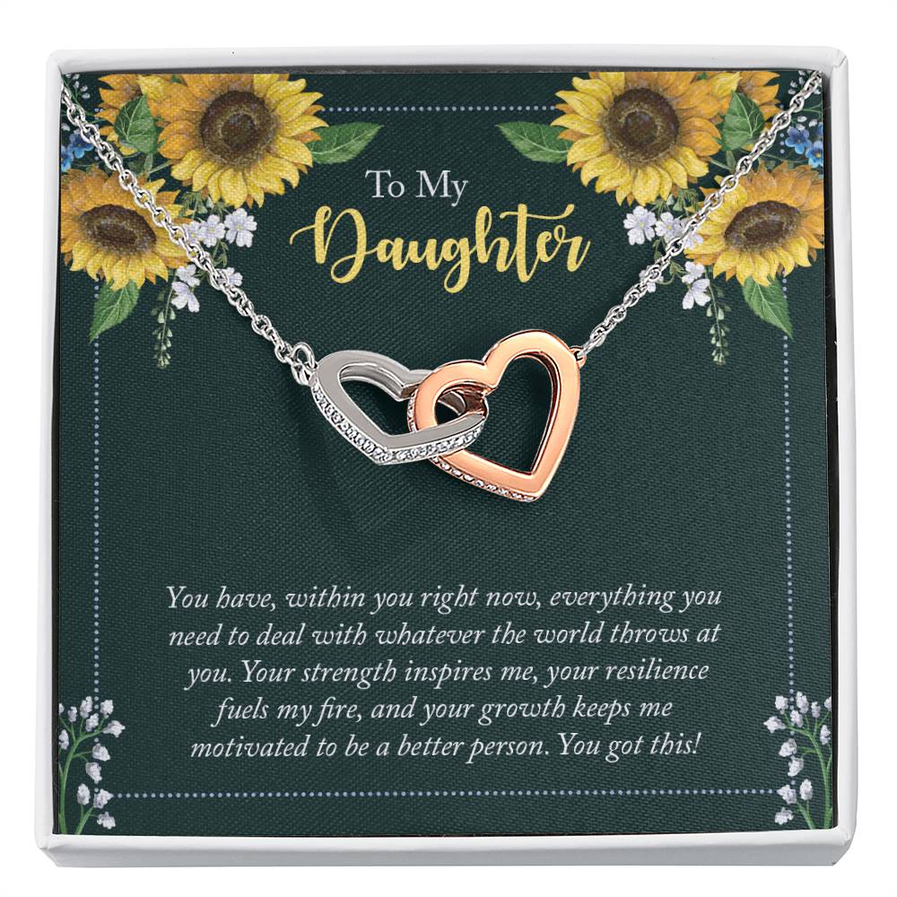 To My Daughter Necklace – Holiday Gift for Daughter Graduation – Interlocking Hearts Necklace