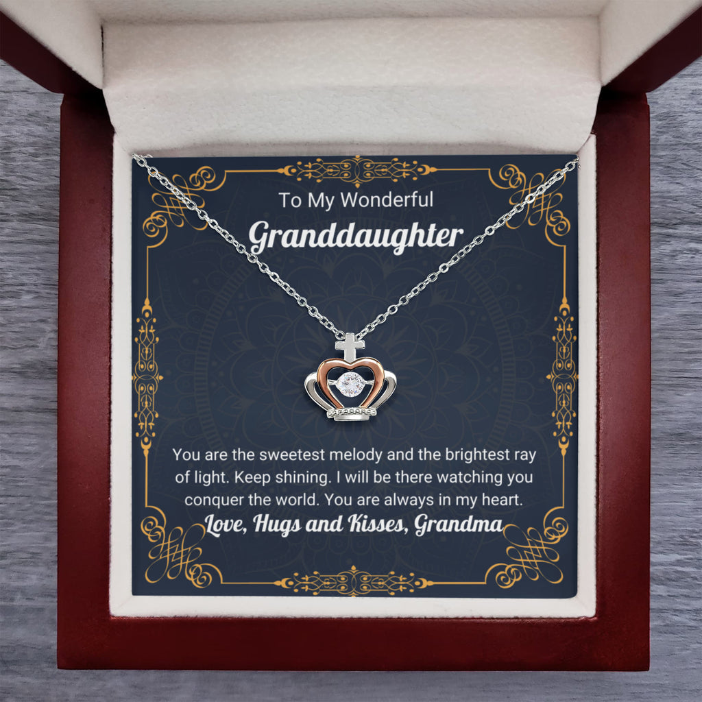 To My Granddaughter Necklace – Gift from Grandma for Granddaughter’s Birthday & Graduation – Crown Pendant Necklace