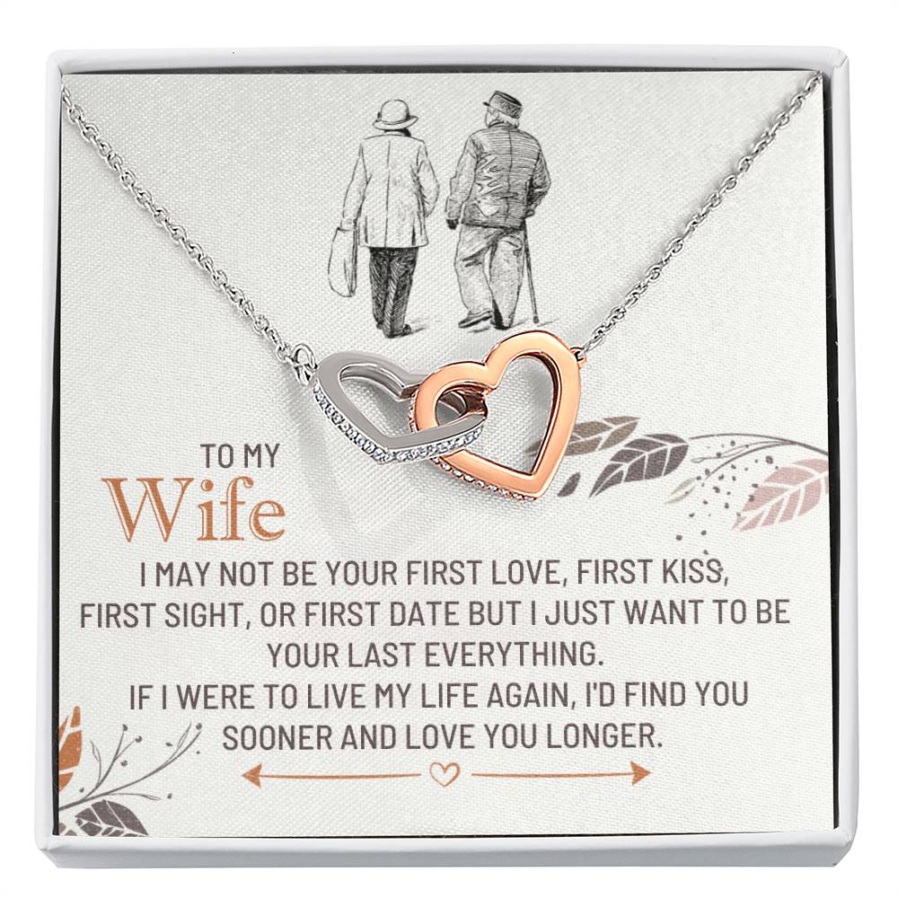 To My Wife Necklace - Special Jewelry Gift from Husband for Birthday, Christmas & Valentine’s Day - Interlocking Hearts Necklace