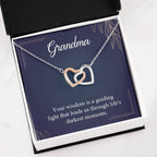 Gift for Grandma - Life's Darkest Moments - Interlocking Hearts Necklace