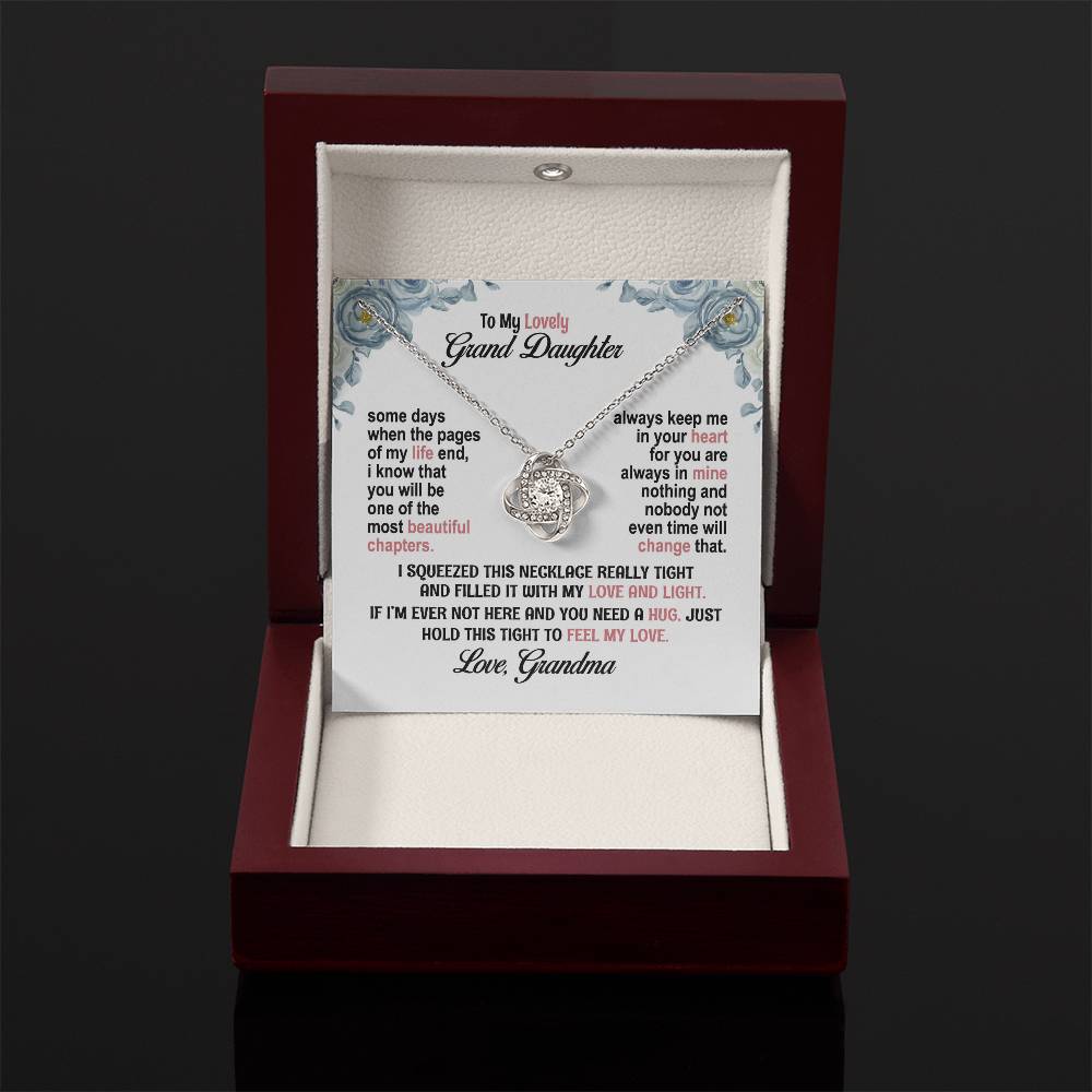 To My Granddaughter Necklace – Grandma to Granddaughter Birthday Graduation Gift – Love Knot Necklace