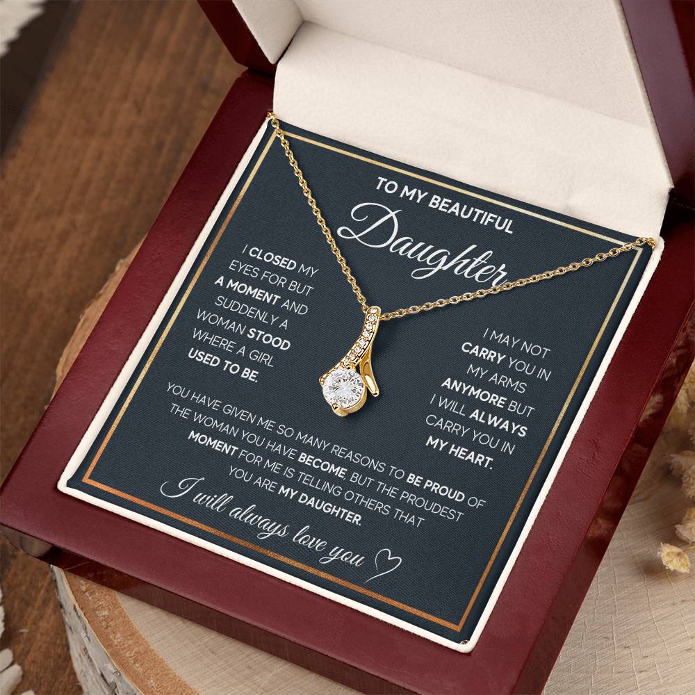 To My Daughter Necklace – Daughter Necklace for Graduation Birthday Occasions from Mum – Alluring Beauty Necklace