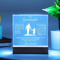 Elegant Square Acrylic Plaque, Thoughtful Gift for Granddaughter, To My Granddaughter