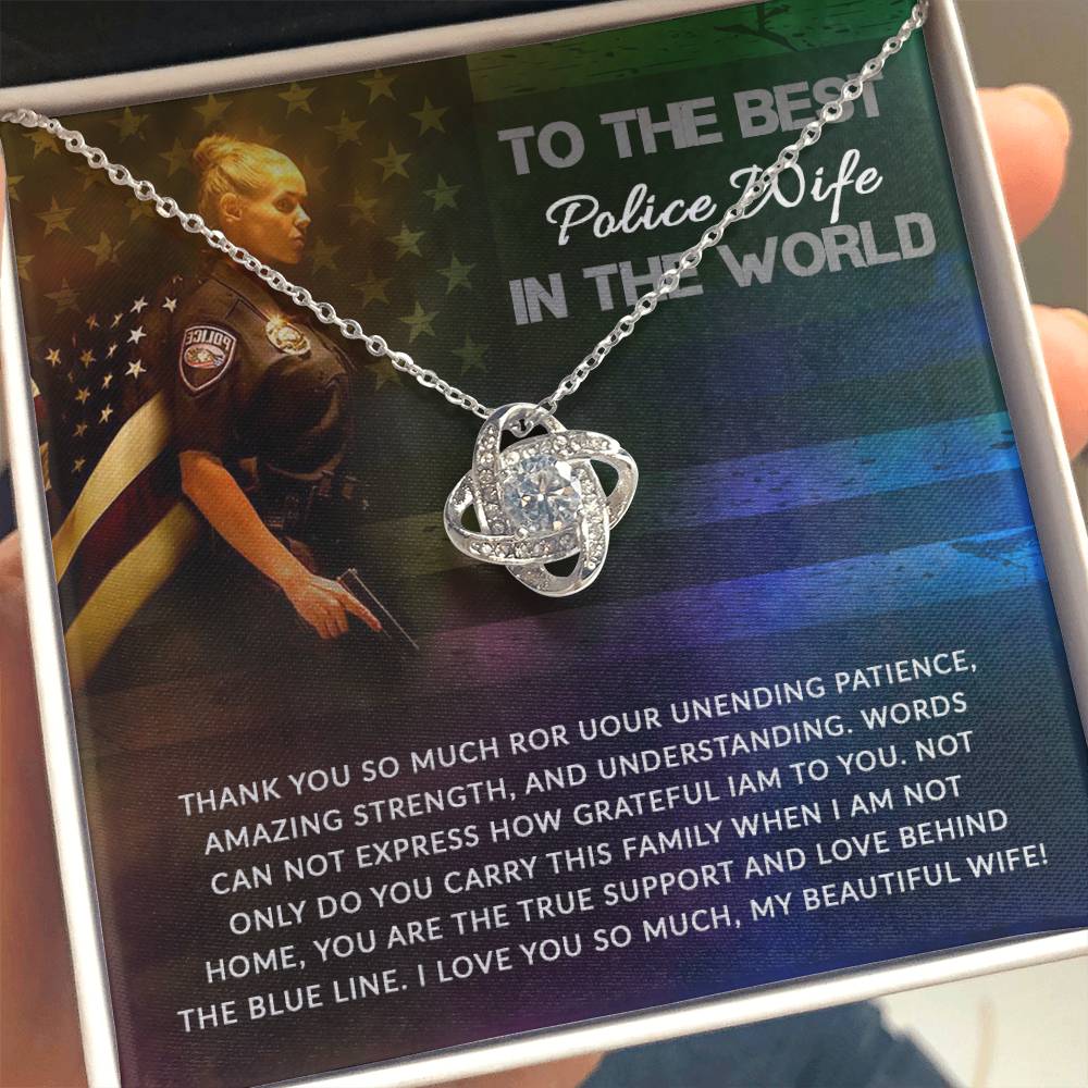 To The Best Police Wife Gift from Husband - Love Knot Necklace