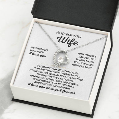 To My Beautiful Wife Necklace - Unforgettable Husband Gift, Emotional Jewelry for Anniversary & Valentine’s Day - Forever Love Necklace