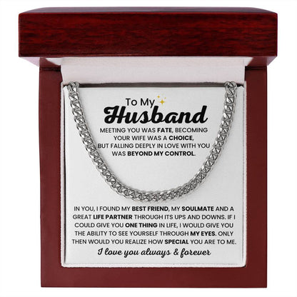 Cuban Link Chain for Husband - Meeting you was fate - Birthday, Anniversary Gift from Wife
