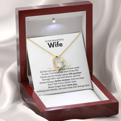 To My Beautiful Wife Necklace - Sentimental Birthday Gift from Husband, Romantic Jewelry for Valentine’s Day & Holidays - Forever Love Necklace