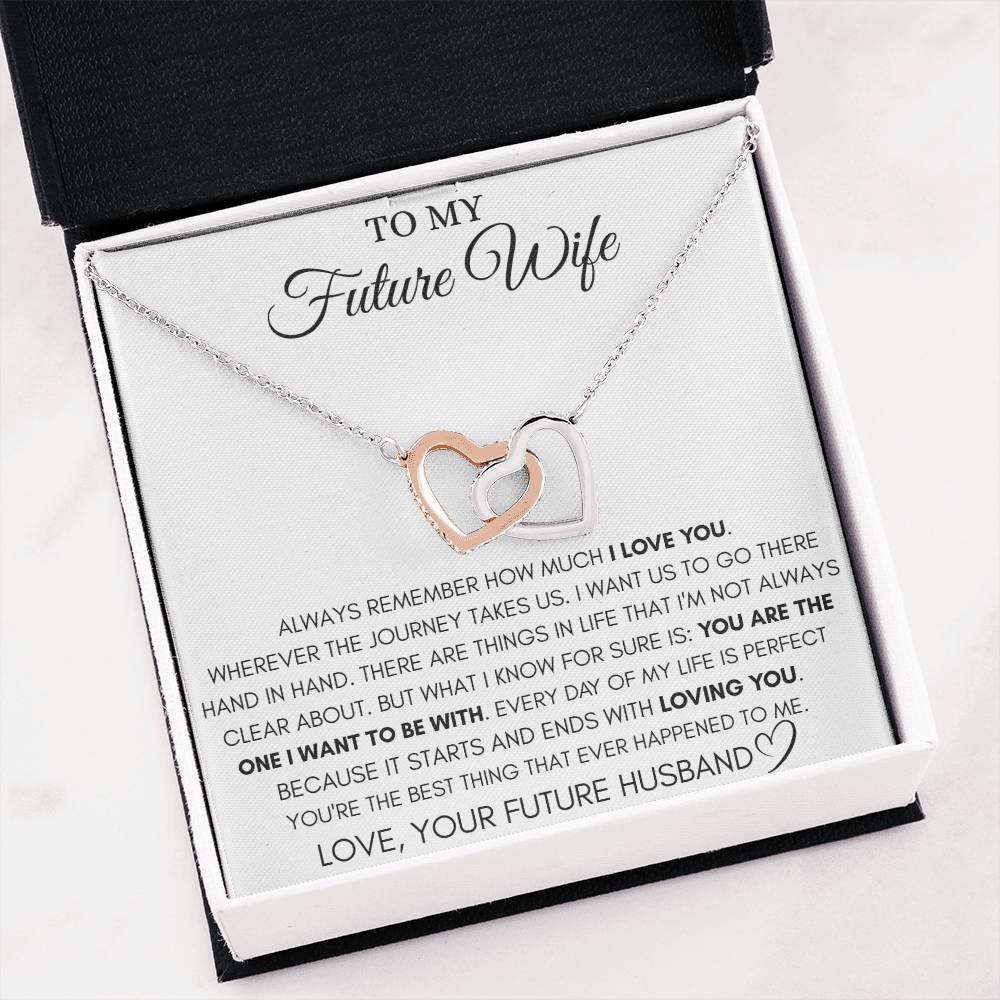 Future Wife Gift - Beautiful Necklace for Girlfriend for Birthday, Christmas & Romantic Moments - Interlocking Hearts Necklace