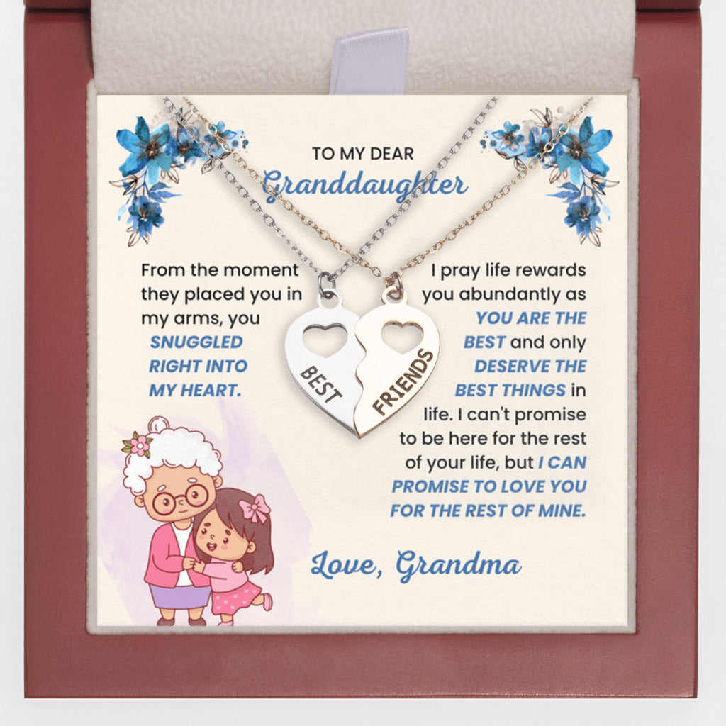 Half Heart Necklace Set for Granddaughter from Grandma