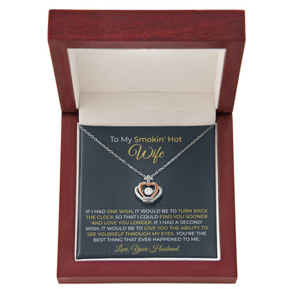 Best Gift for Wife from Husband - Emotional Love Jewelry for Birthday, Valentine’s Day, Anniversary & Christmas - Crown Pendant Necklace