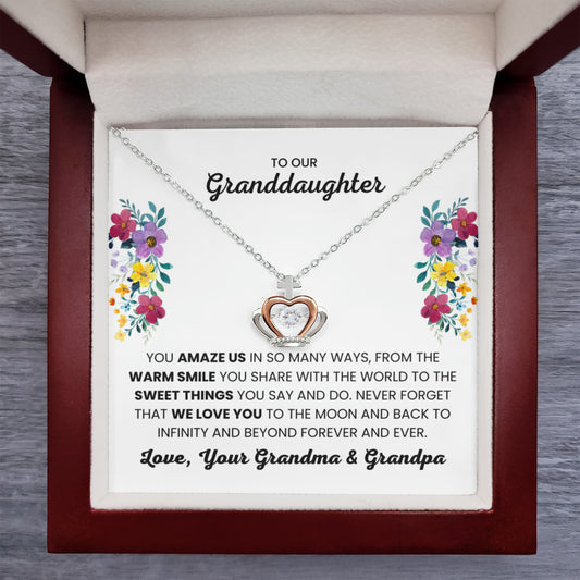 To Our Granddaughter - You Amaze Us Gift Jewelry from Grandma & Grandpa – Crown Pendant Necklace