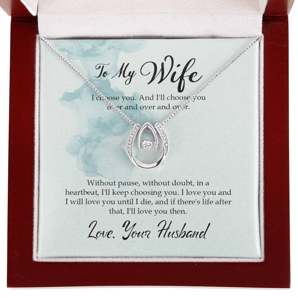 Emotional Wife Gift - Loving Jewelry from Husband for Birthday, Valentine’s Day & Anniversary - Lucky In Love Necklace