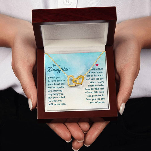 To My Daughter Necklace – Daughter Milestone Gift: Birthday Graduation – Interlocking Hearts Necklace