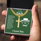 To My Dad Necklace - You're the greatest - Dad Gift from Kids - Artisan Cross with Cuban Link Chain