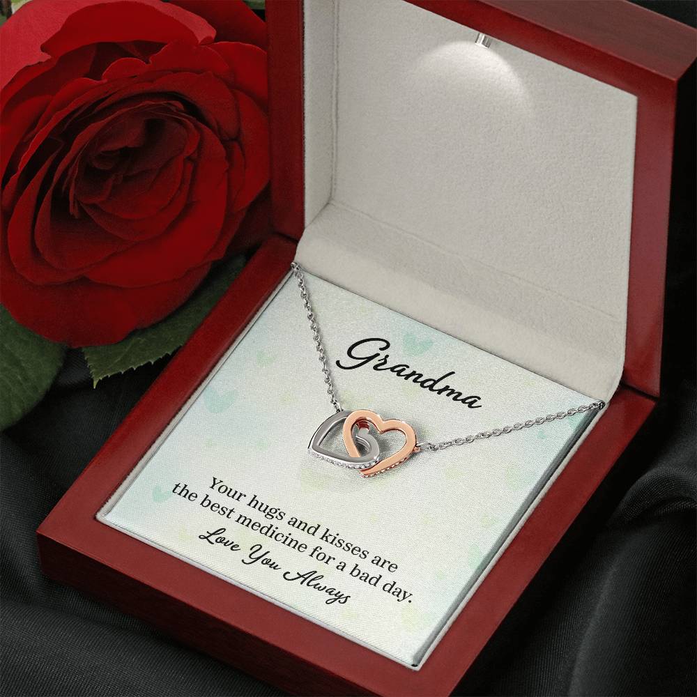 Gift for Grandma - Your Hugs and Kisses - Interlocking Hearts Necklace