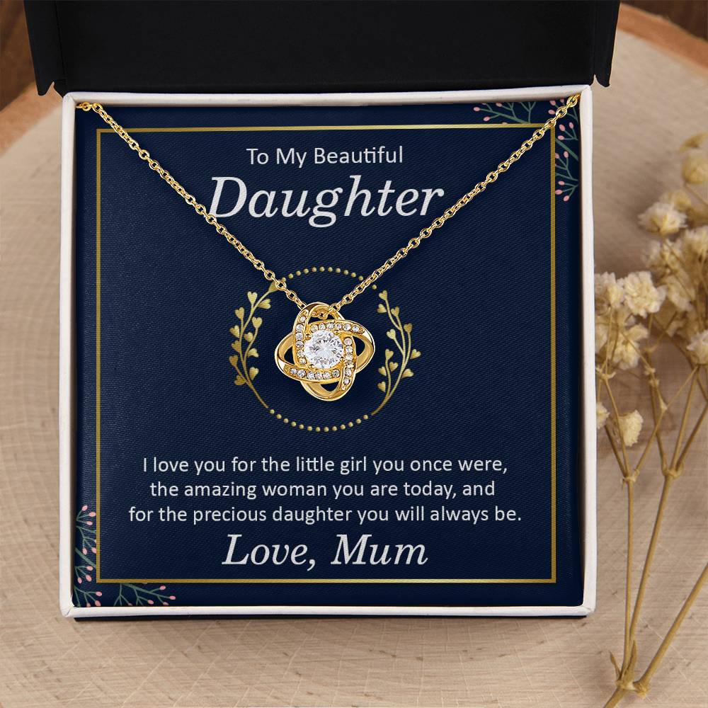 To My Daughter Necklace – Graduation & Christmas Gift from Mum – Love Knot Necklace