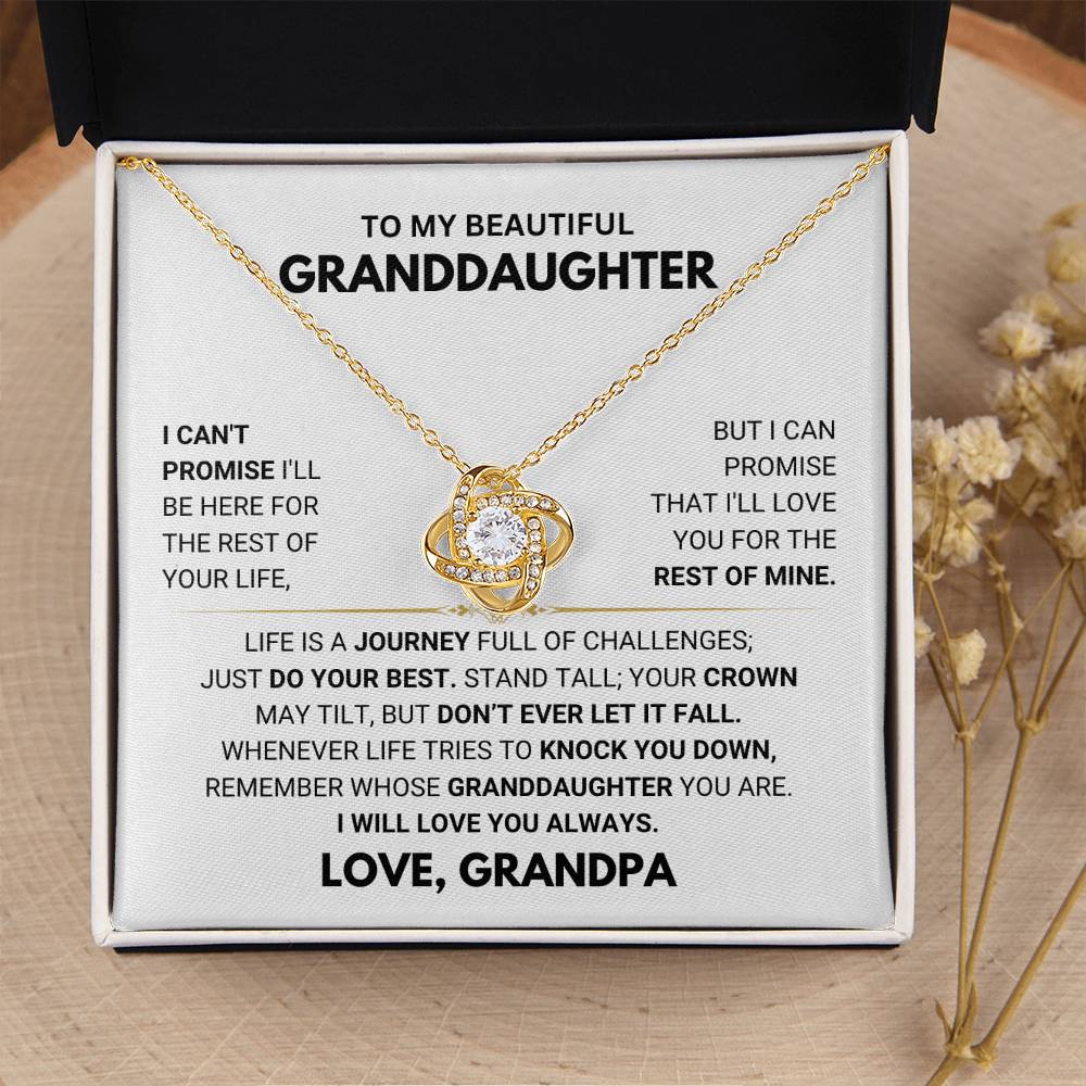 To My Granddaughter Necklace – Granddaughter Birthday, Graduation Jewelry – Love Knot Necklace