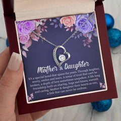 Mother Daughter Heart Necklace, Sentimental Jewelry Gift, Loving Keepsake for Mom or Daughter