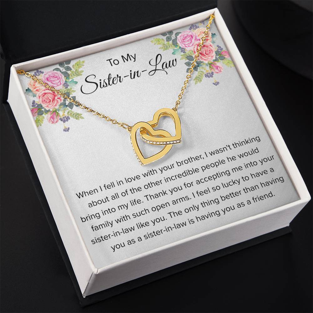 To My Sister In Law Necklace - Gift for Bonus Sister - Interlocking Hearts Necklace