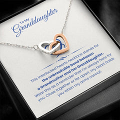 Interlocking Hearts Necklace for Granddaughter, Jewelry Gift, Birthday or Christmas Keepsake, Elegant Pendant, To My Granddaughter