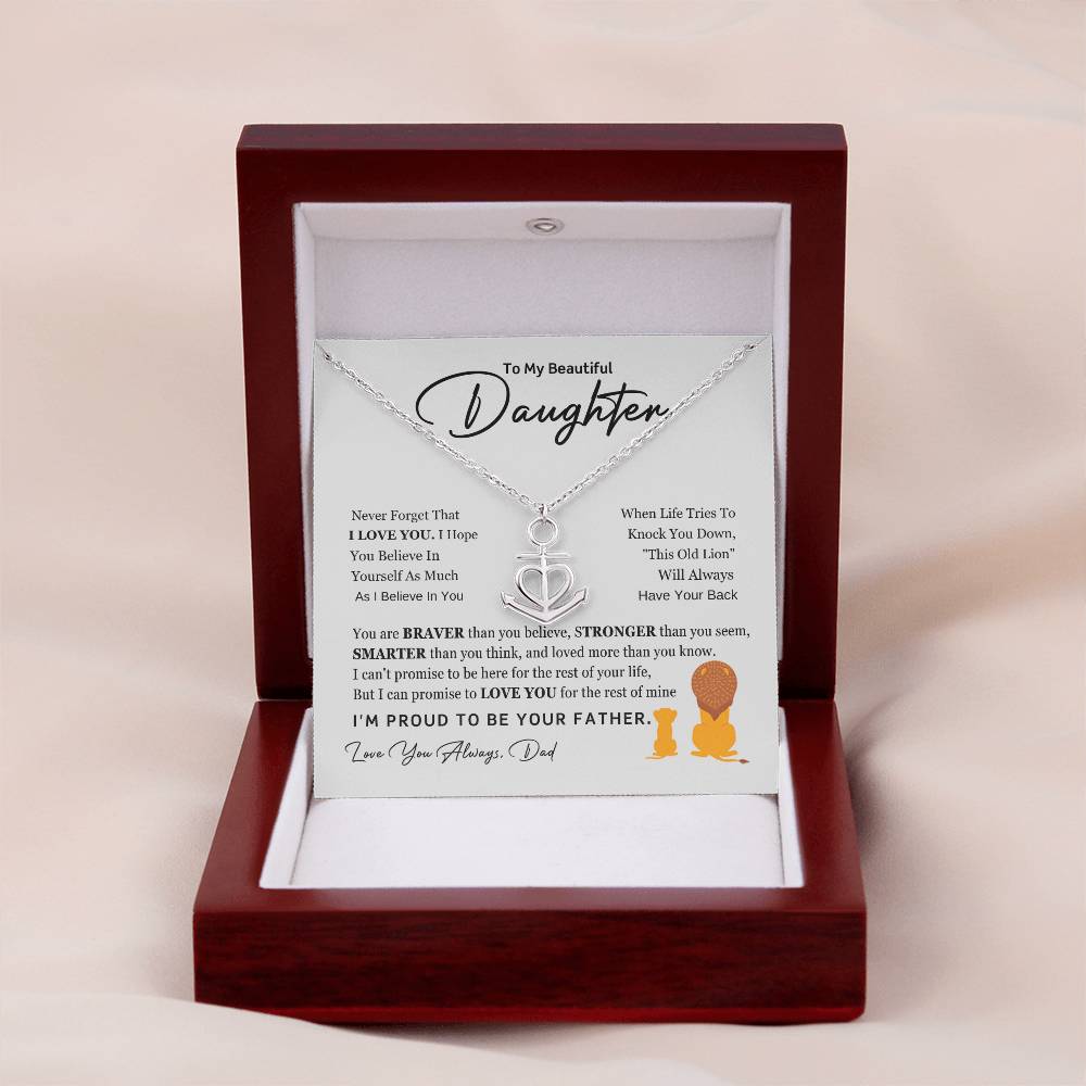 To My Daughter Necklace - I am so proud to be your father - Daughter Gift from Dad - Anchor Pendant Necklace
