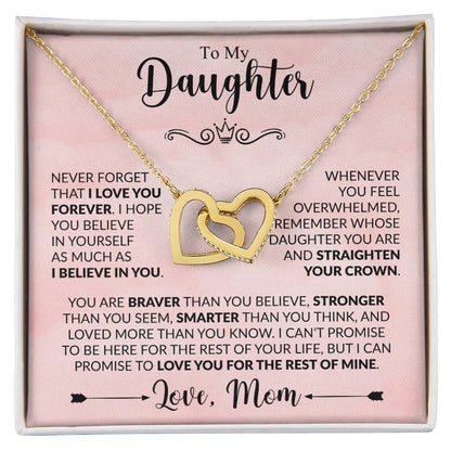 To My Daughter Necklace – Daughter Christmas Graduation Jewelry Gift from Mother – Interlocking Hearts Necklace