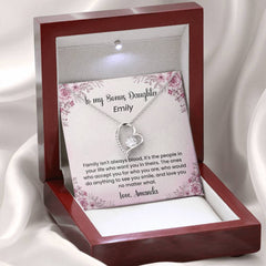Elegant Daughter-In-Law Necklace, Heart Pendant Gift with Sentimental Message, To My Bonus Daughter