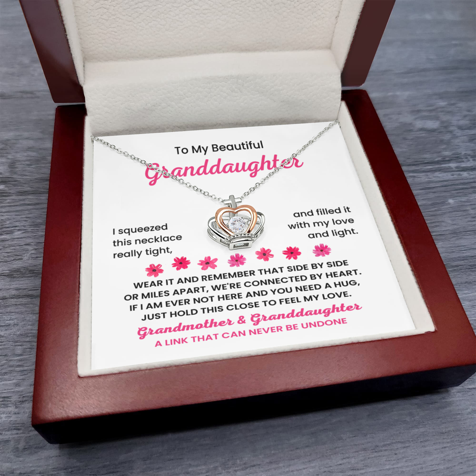 To My Granddaughter Necklace – Grandma’s Birthday Graduation Gift for Granddaughter – Crown Pendant Necklace