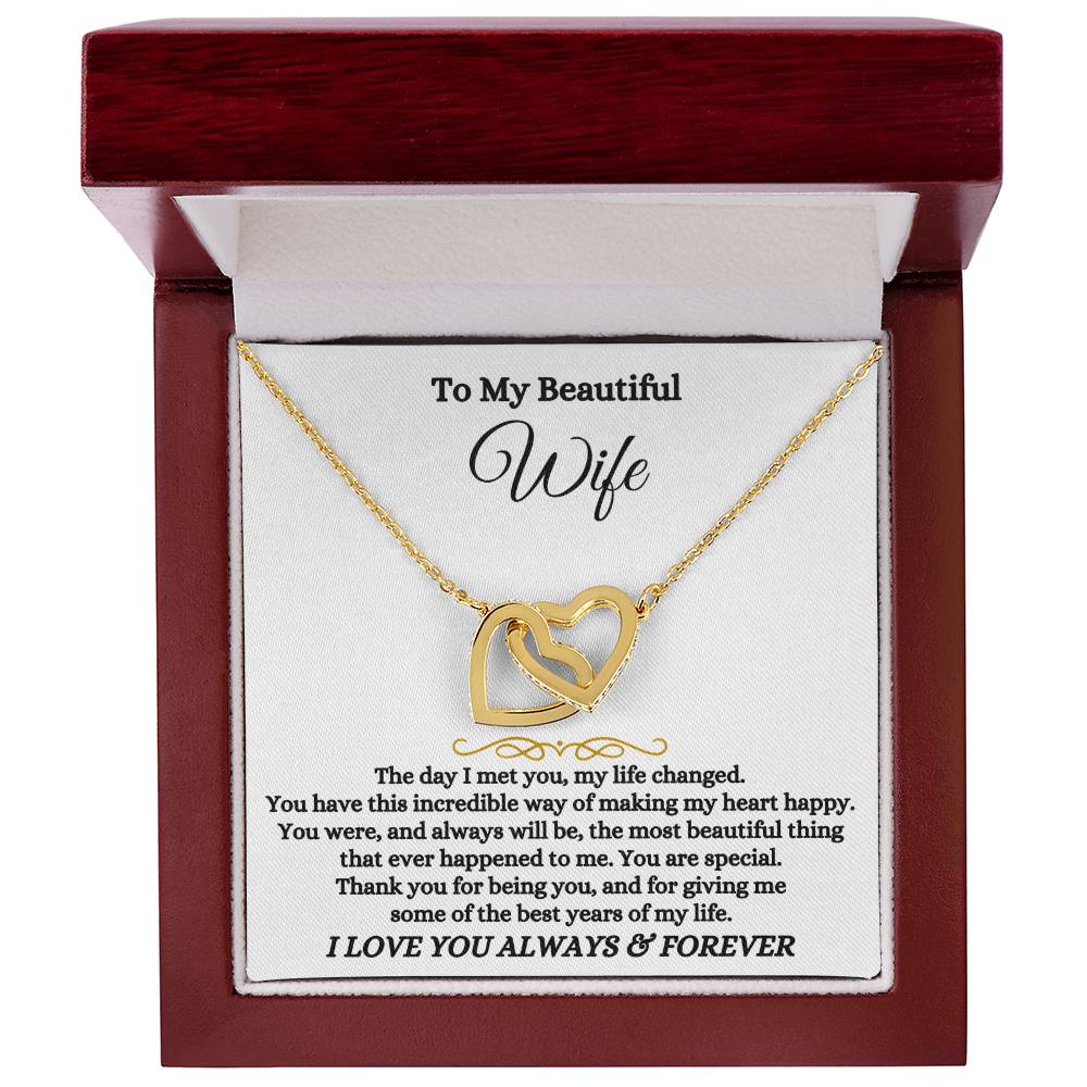 To My Wife Necklace - Meaningful Gift from Husband for Valentine’s Day - Interlocking Hearts Necklace