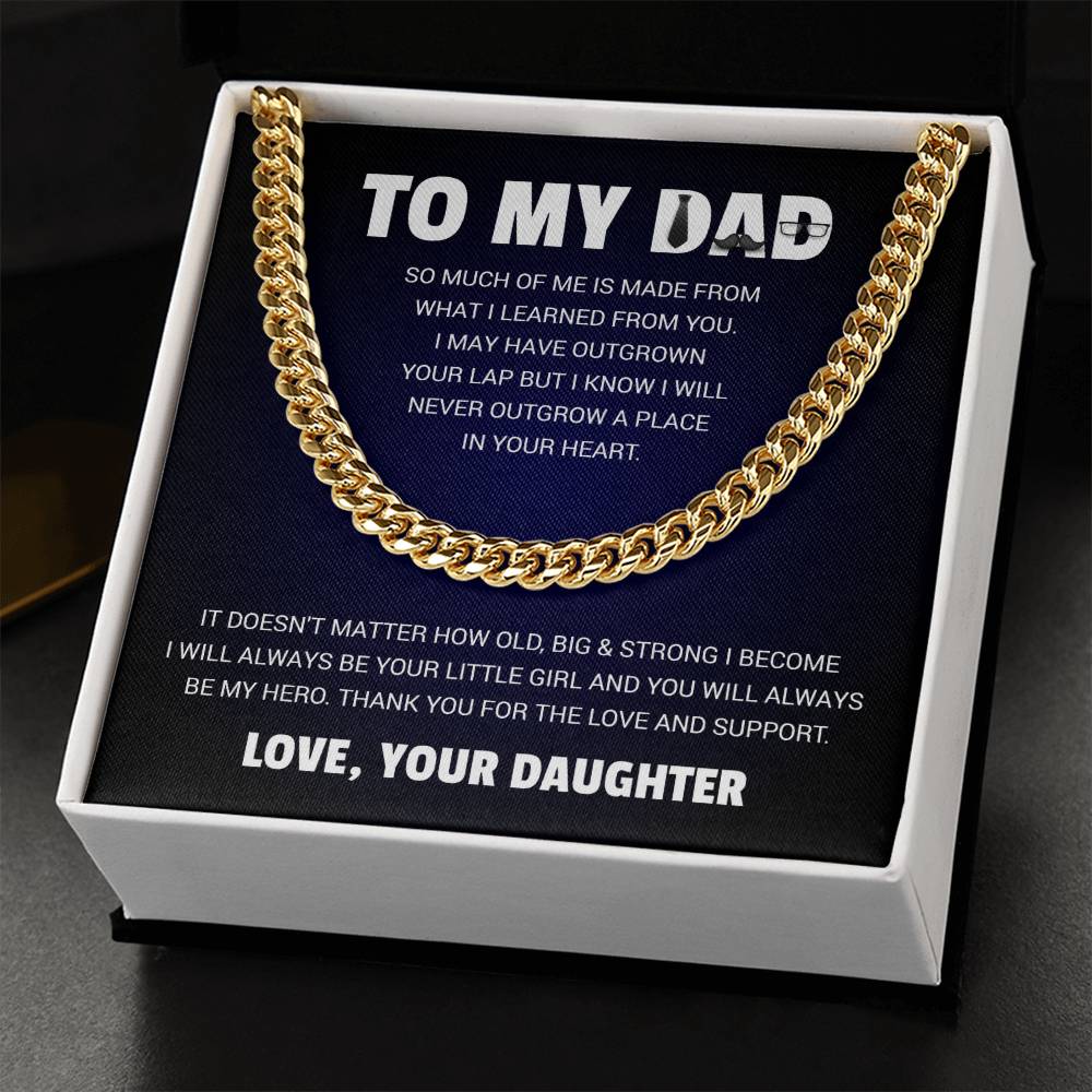 To My Dad Necklace Gift from Daughter - Cuban Link Chain