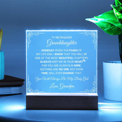 Square Acrylic Plaque for Granddaughter, Sentimental Gift of Love, To My Granddaughter