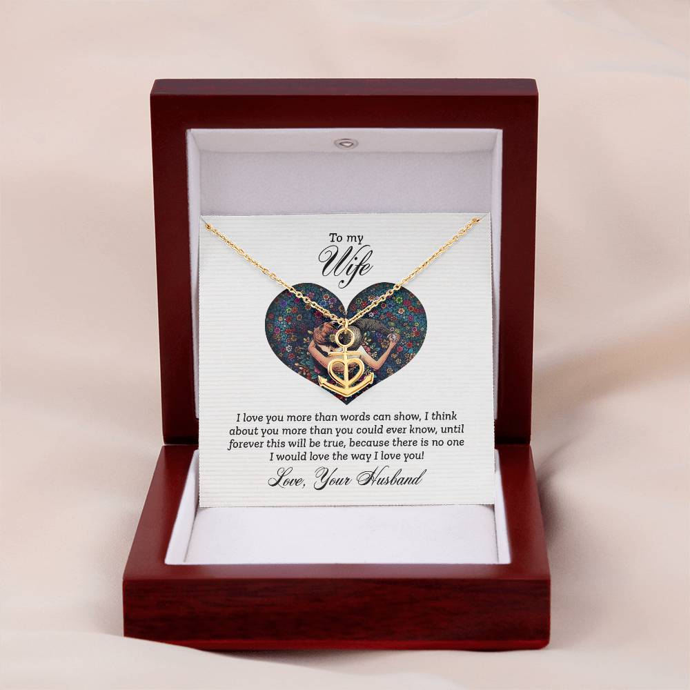 To My Wife Necklace - Romantic Keepsake Jewelry Gift from Husband for Special Days & Valentine’s Love - Anchor Pendant Necklace