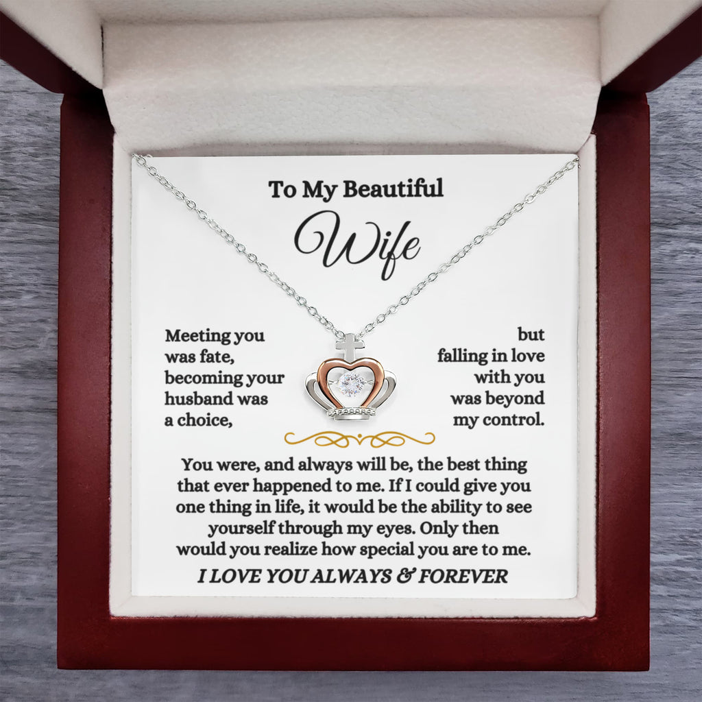 To My Wife Necklace - Meaningful Gift from Husband for Valentine’s Day - Crown Pendant Necklace