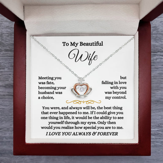 To My Wife Necklace - Meaningful Gift from Husband for Valentine’s Day - Crown Pendant Necklace
