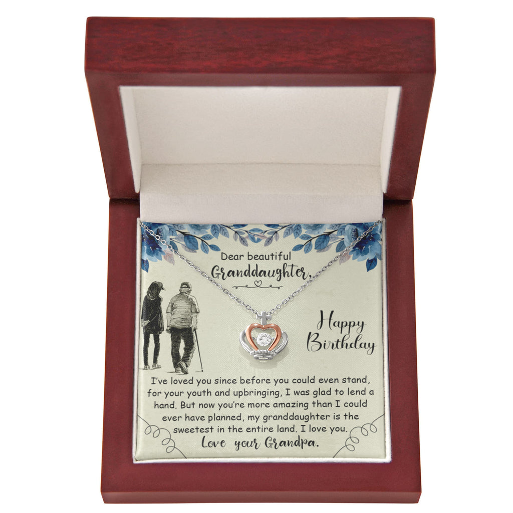 To My Granddaughter Necklace – Valentine’s Day & Graduation Gift for Granddaughter from Grandpa – Crown Pendant Necklace