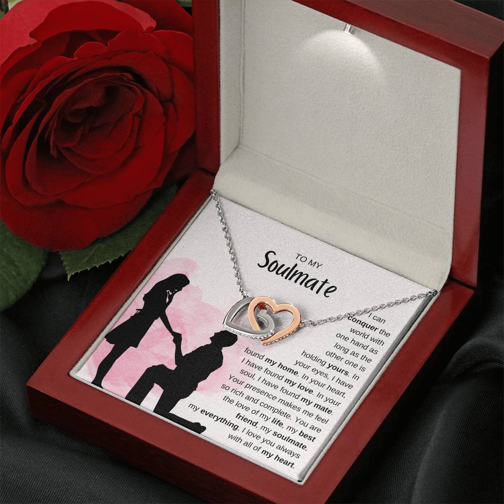 To My Soulmate Necklace - Soulmate Jewelry for Valentine’s Day & Gifts for Her - Interlocking Hearts Necklace