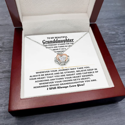 To My Granddaughter Necklace – Graduation Birthday Jewelry Idea for Granddaughter – Crown Pendant Necklace