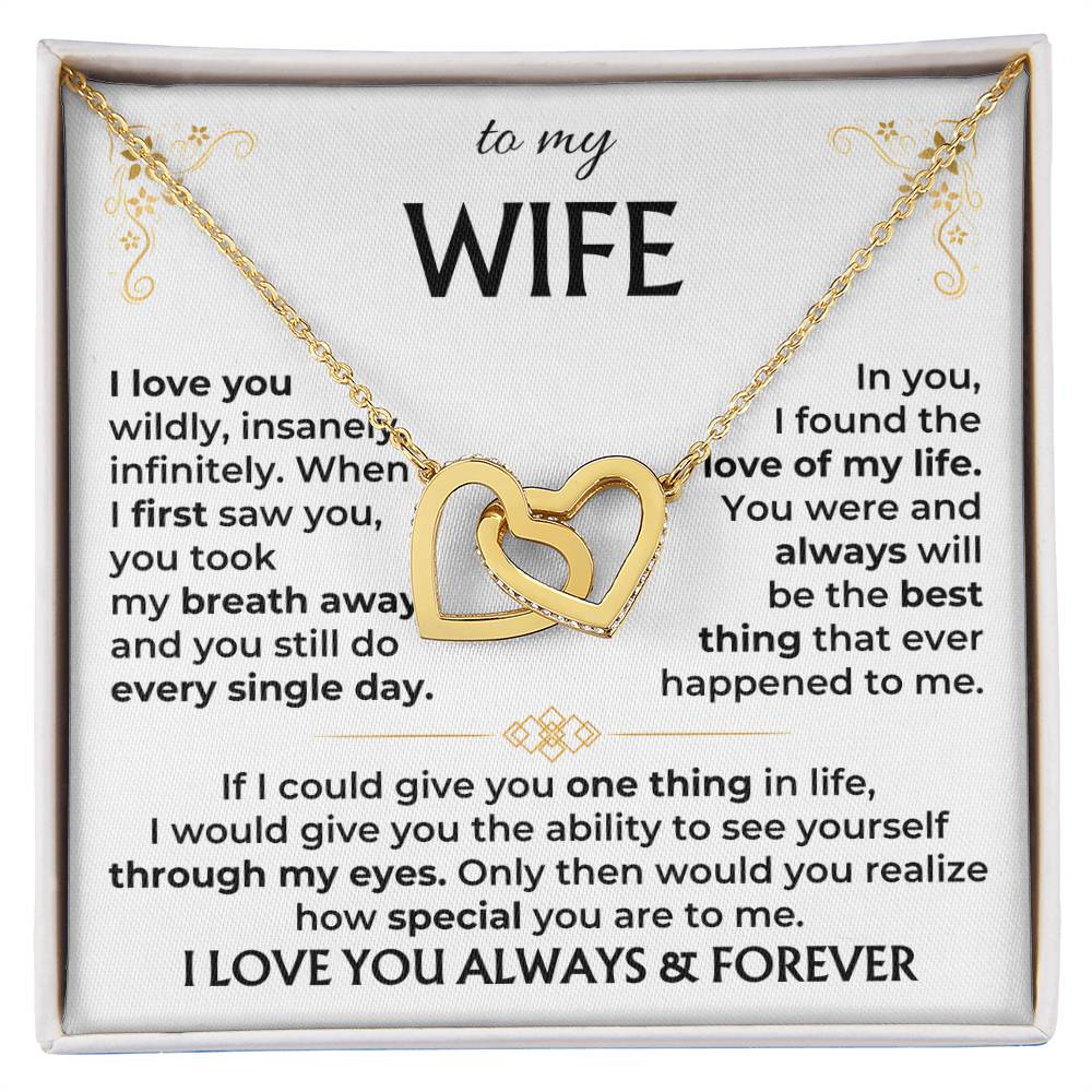 To My Wife Necklace - Heartfelt Gift for Birthday & Valentine’s Day - Interlocking Hearts Necklace